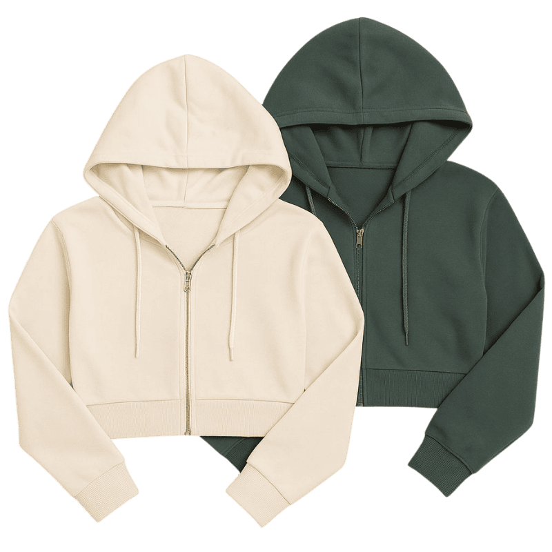 Bulk croptop hoodies in assorted colors for wholesale buyers