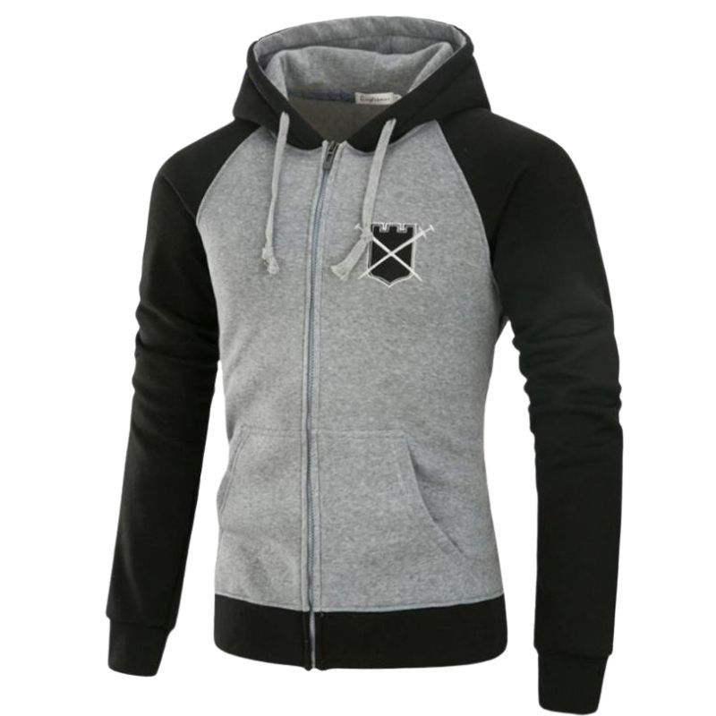 Men’s custom zip hoodie with adjustable drawcords and pockets