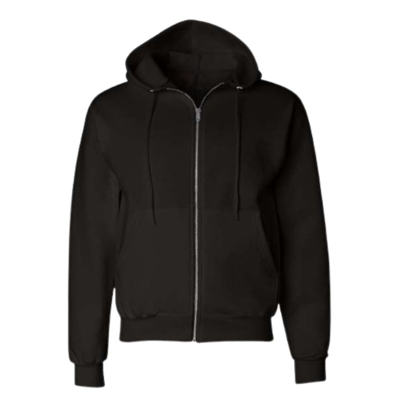 Men’s custom zip hoodie with adjustable drawcords and pockets