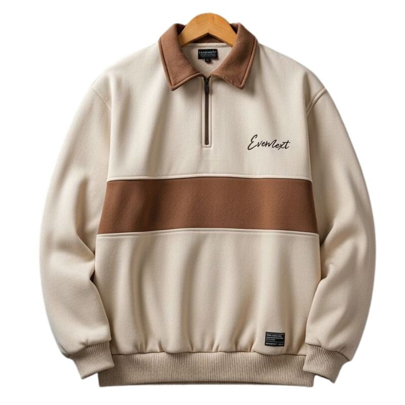 Premium cotton blend zip-up sweatshirt with clean stitching