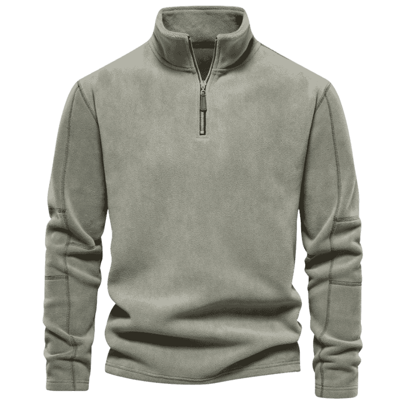 Mens zip up sweatshirt in charcoal color with rib cuffs