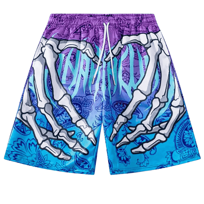"Custom front print mesh shorts bulk order sample"